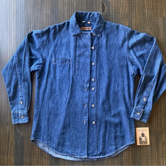 Ruff Hewen Blue Denimn Long Sleeve Shirt / Jacket Made In USA - Picture 1 of 6